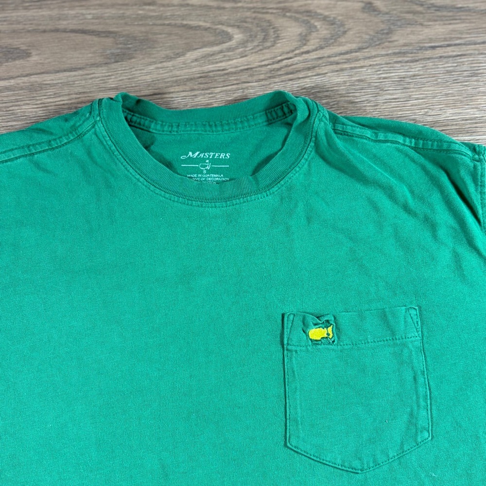 Masters Tournament Men's Golf T-Shirt 100% Cotton Green Pocket S Embroidered